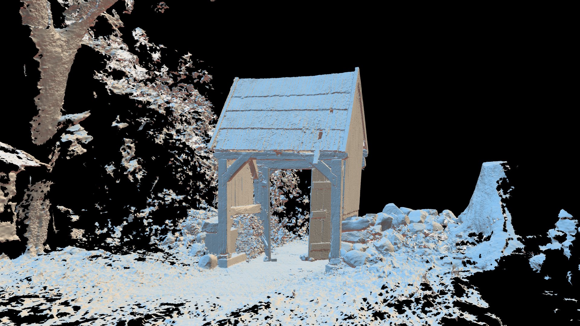 Ilustracja 44. Bramka Iwięcińska – Render modelu cyfrowego (bez tekstur) – widok od strony kościoła.